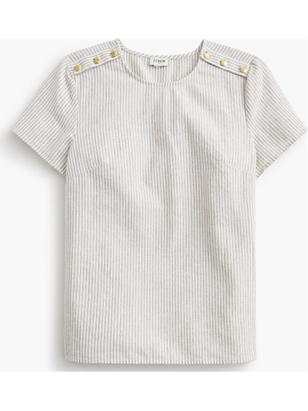 NWT J. Crew Sparkle Striped linen-blend button-shoulder shirt size large